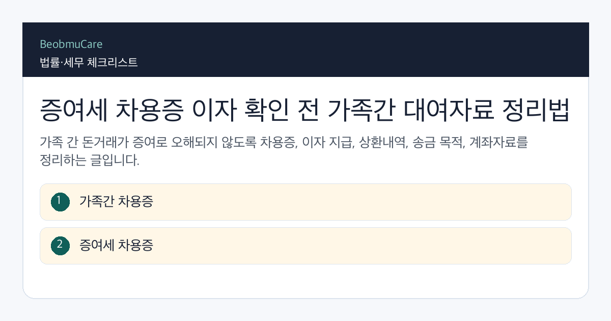 증여세 차용증 이자 전 자료와 질문을 정리하는 체크리스트