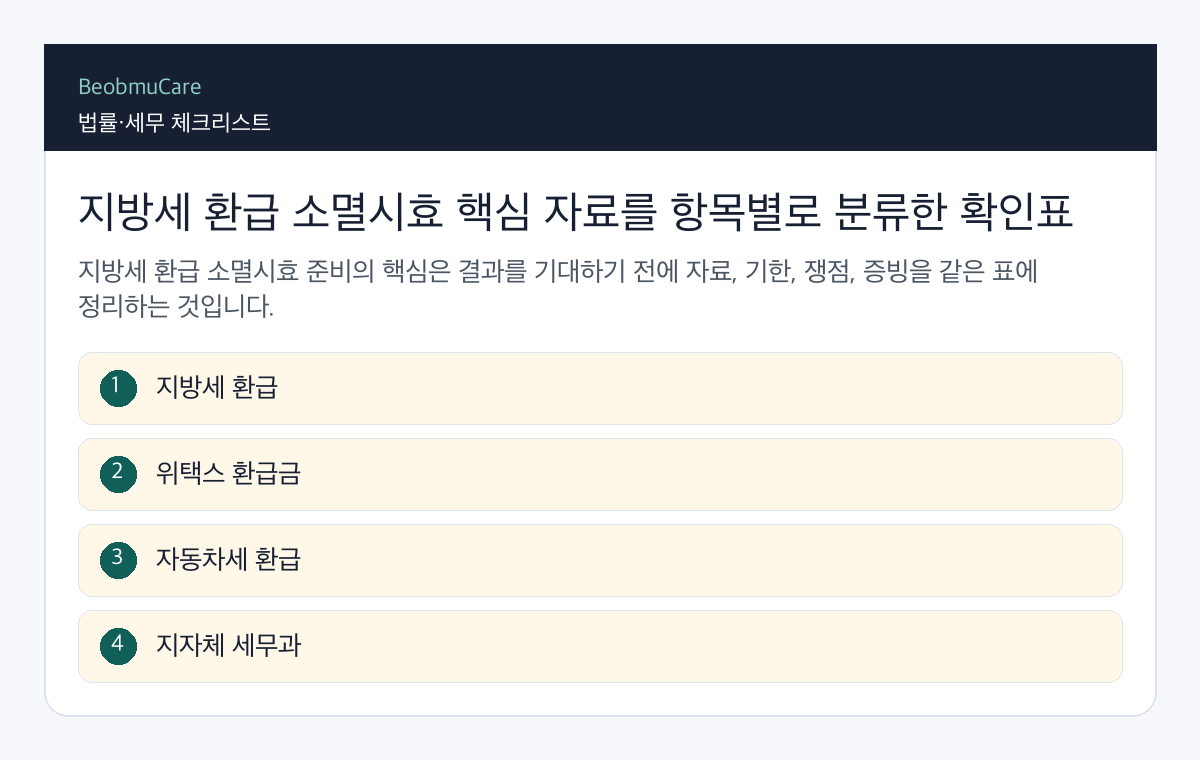 지방세 환급 소멸시효 핵심 자료를 항목별로 분류한 확인표