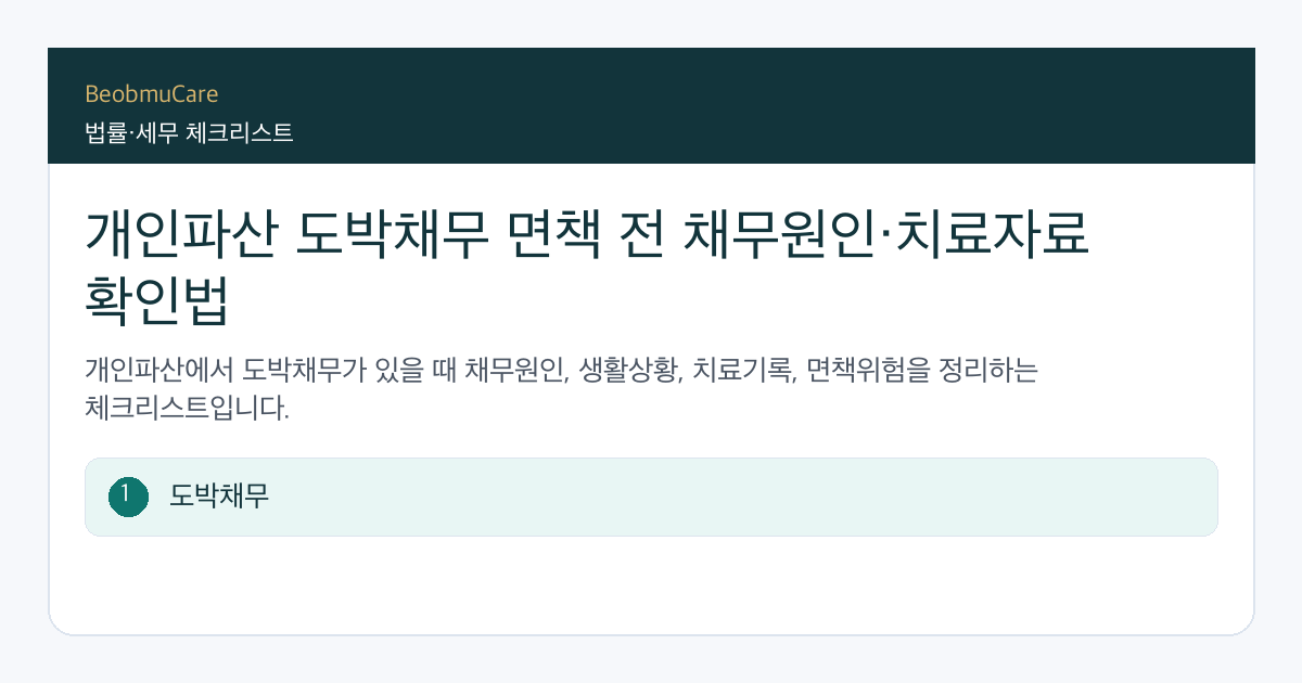 개인파산 도박채무 면책 전 자료와 질문을 정리하는 체크리스트