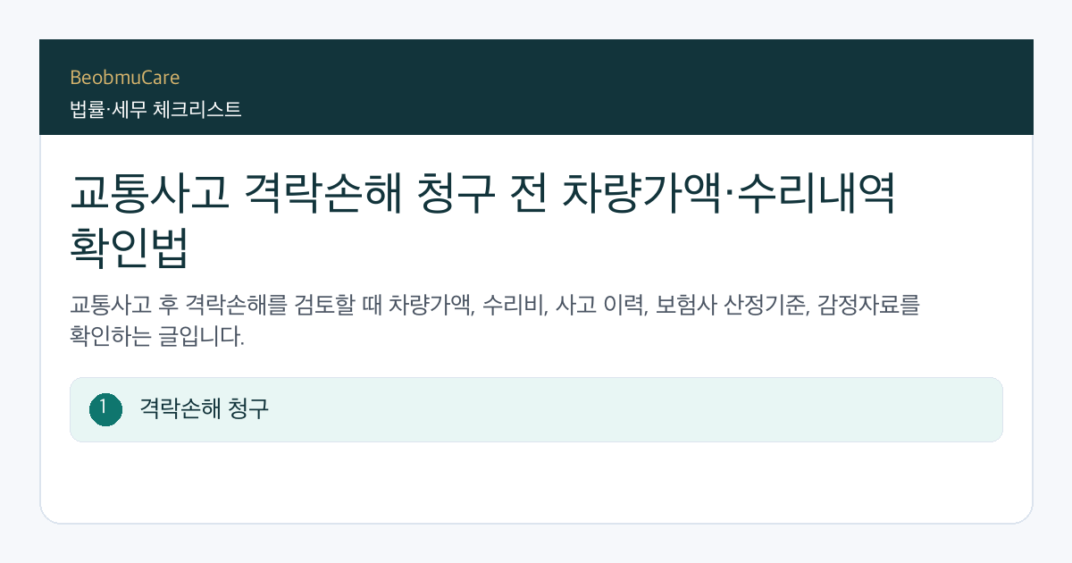 교통사고 격락손해 전 자료와 질문을 정리하는 체크리스트